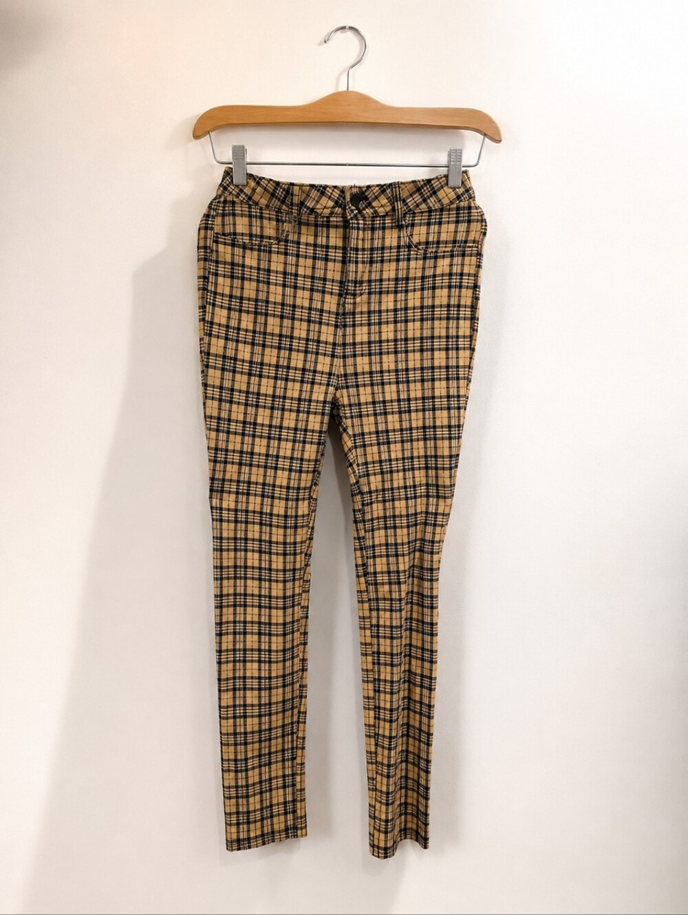 High waist Yellow Checkered Pants